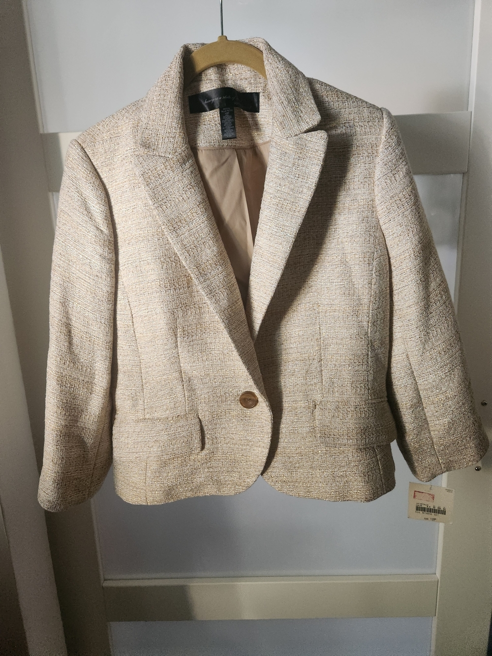 Apostrophe Cream Tweed Single-Button Blazer